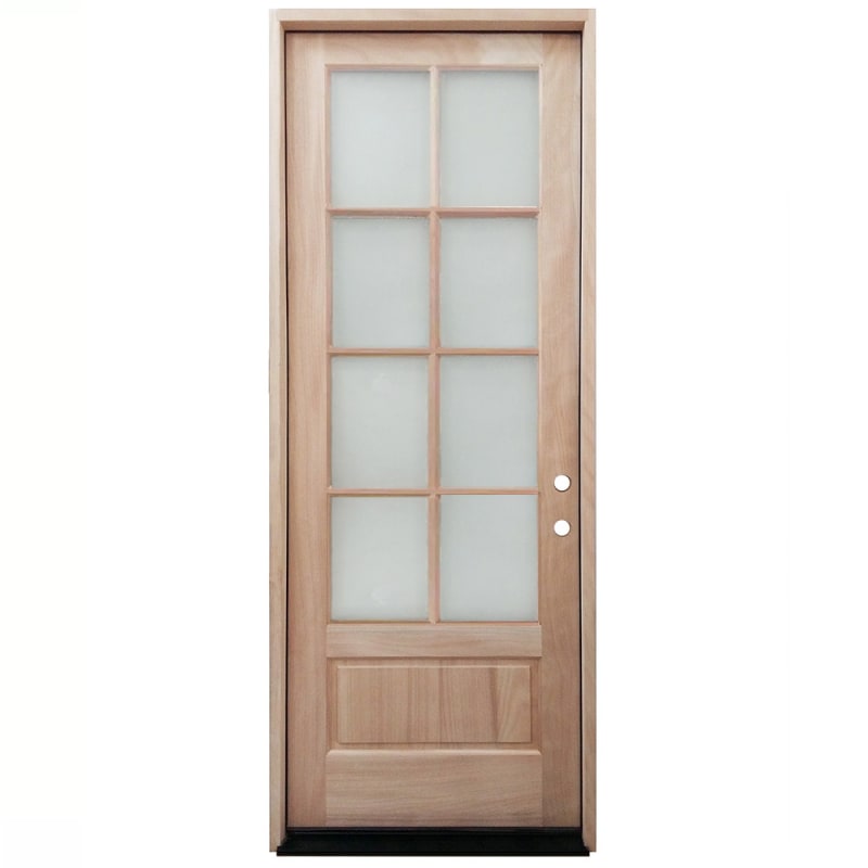 TCM8200 8-Lite Mahogany Exterior Wood Door - Clear Glass - Left